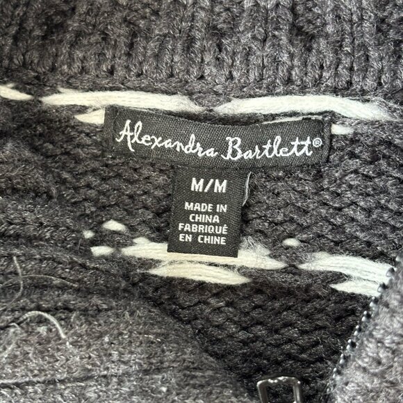 Alexandra Bartlett Womens M Full Zip Cardigan Sweater Nordic Fair Isle Cozy Knit - Picture 6 of 12